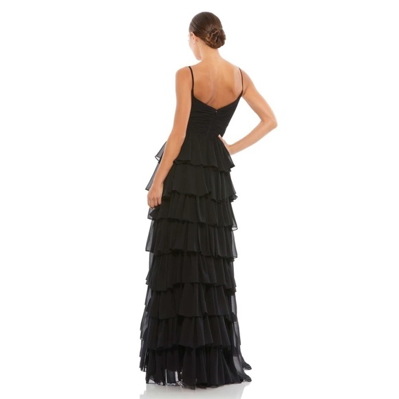 Mac Duggal 55416 Black Sleeveless V-Neck Ruffled Layered Gown Size 14 New - Picture 2 of 5